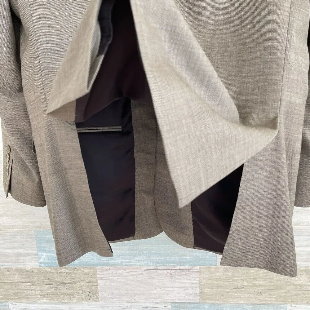 Jos A Bank Travelers Wool Metropolitan Suit Taupe Brown Slim Fit Mens 41R 36x30